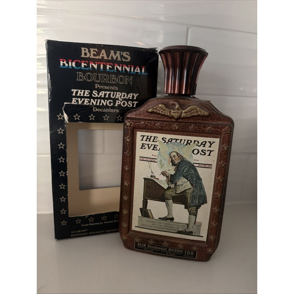 Vintage Jim Beam Decanter Bottle 1976 Saturday Evening Post Bicentennial Series